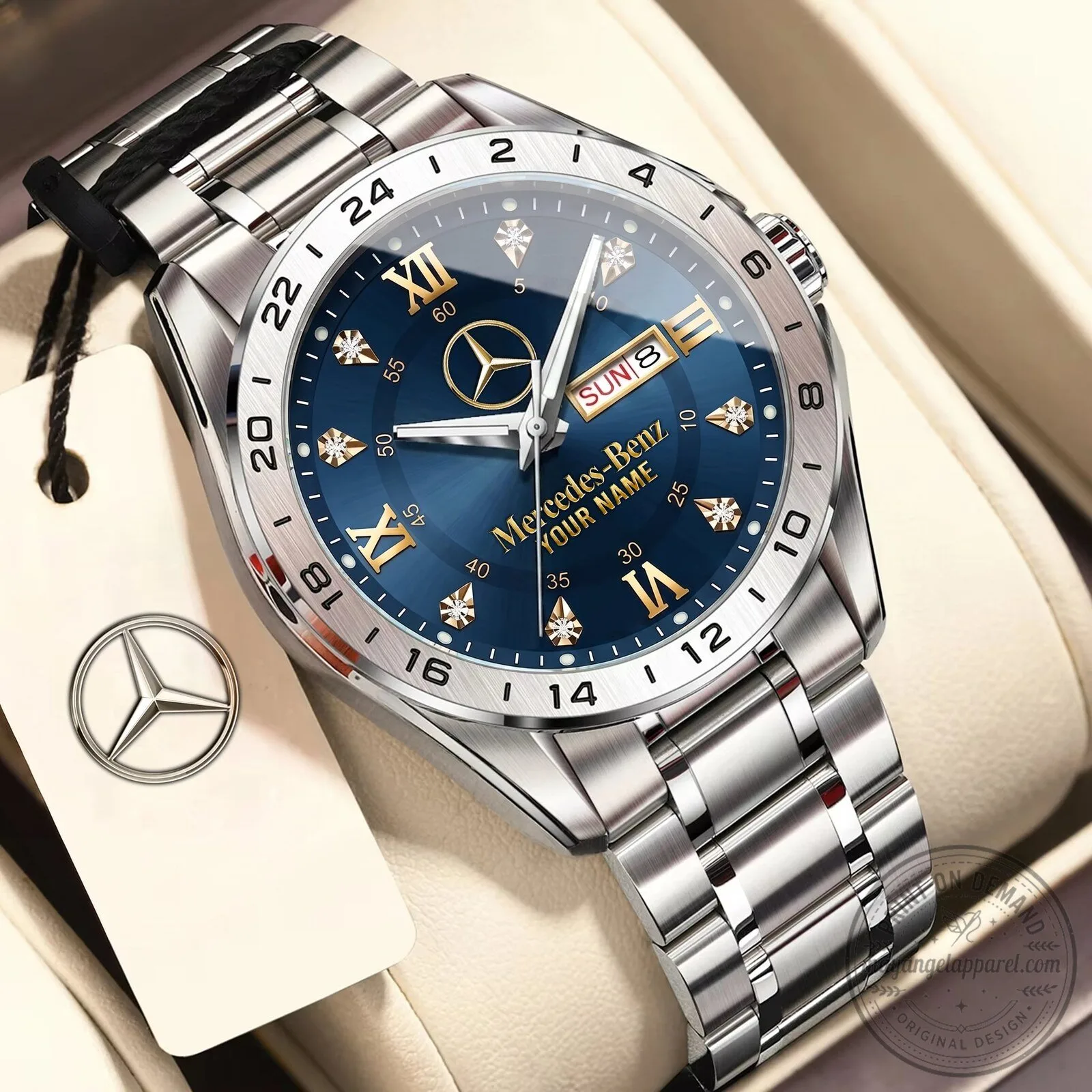 Mercedes-Benz Custom Name Stainless Steel Luxury Quartz Watch for Men