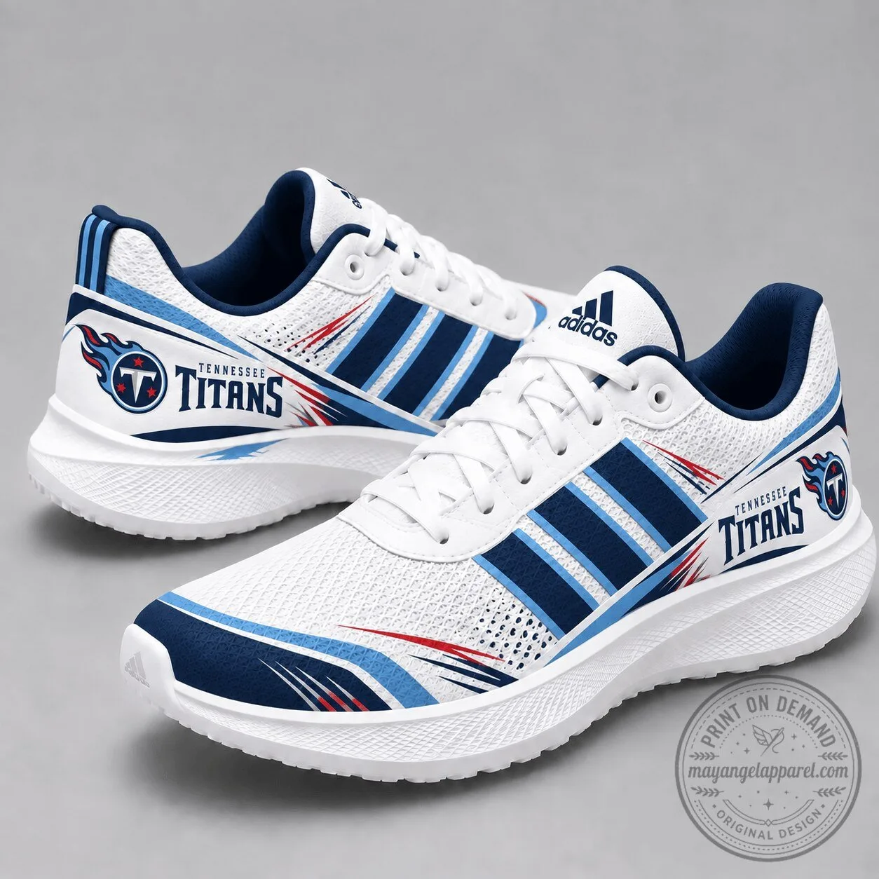Tennessee Titans NFL Team Logo White Performance Running Shoes for Men