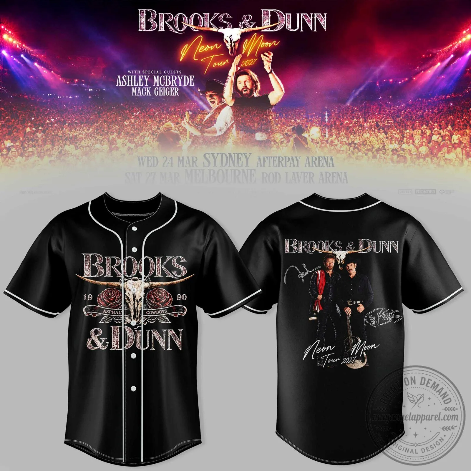 Brooks and Dunn Neon Moon Tour 2027 Baseball Jersey