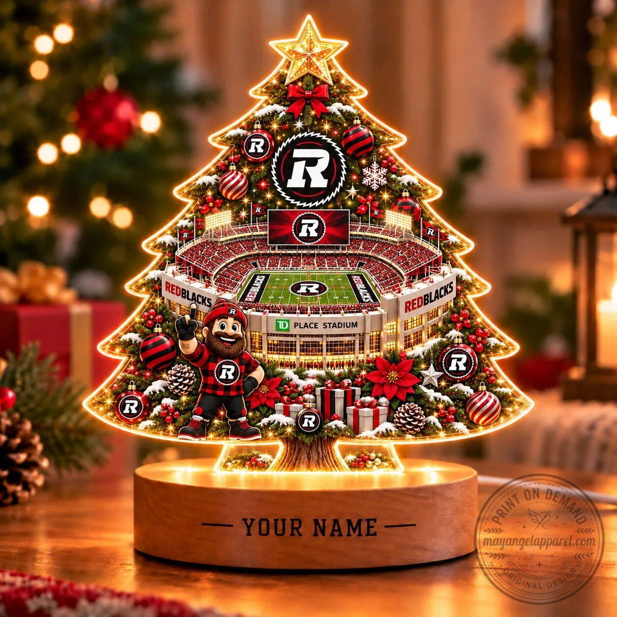 Ottawa Redblacks Christmas Tree LED Light Personalized Tabletop Decoration