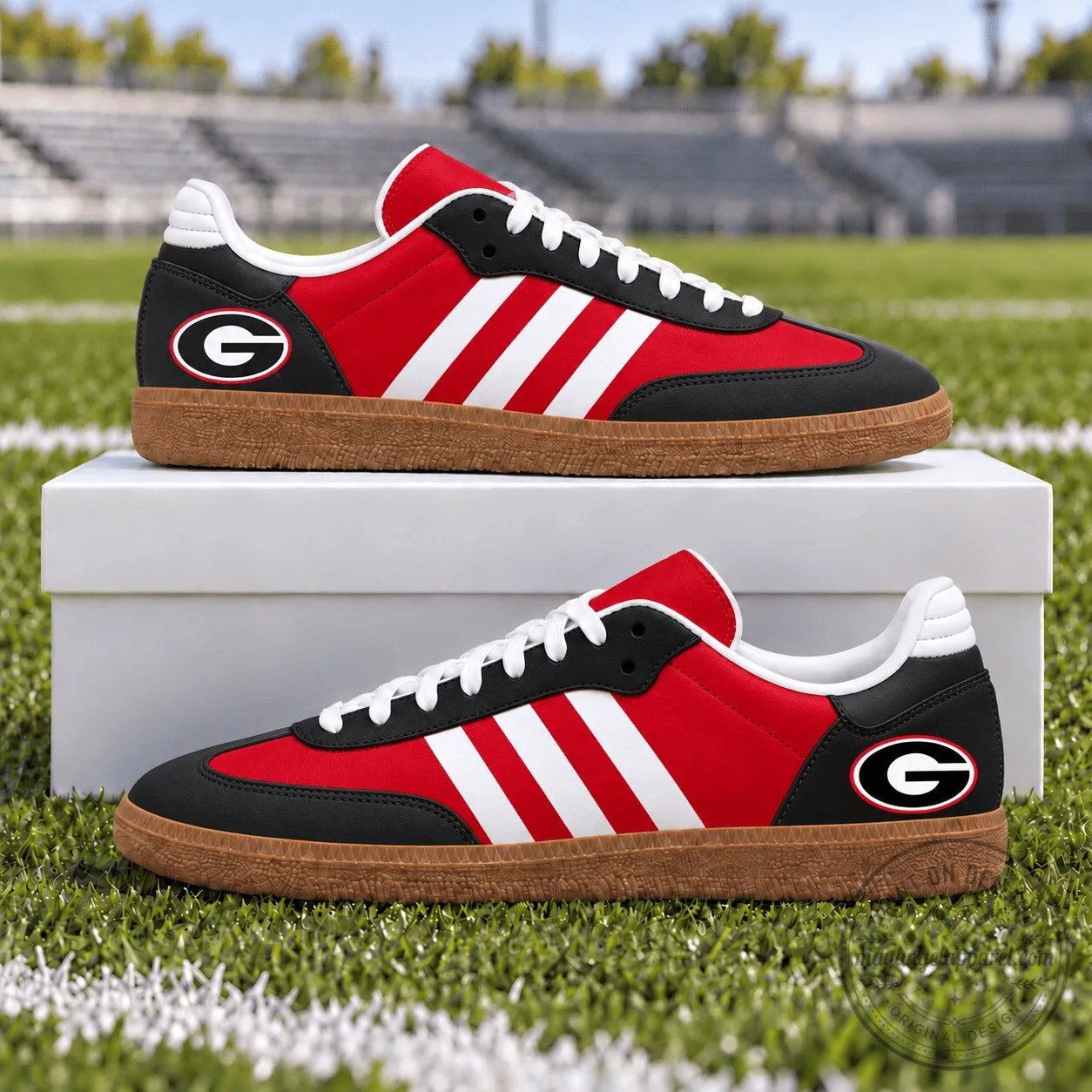Georgia Bulldogs Red and Black Striped Team Logo Sneakers