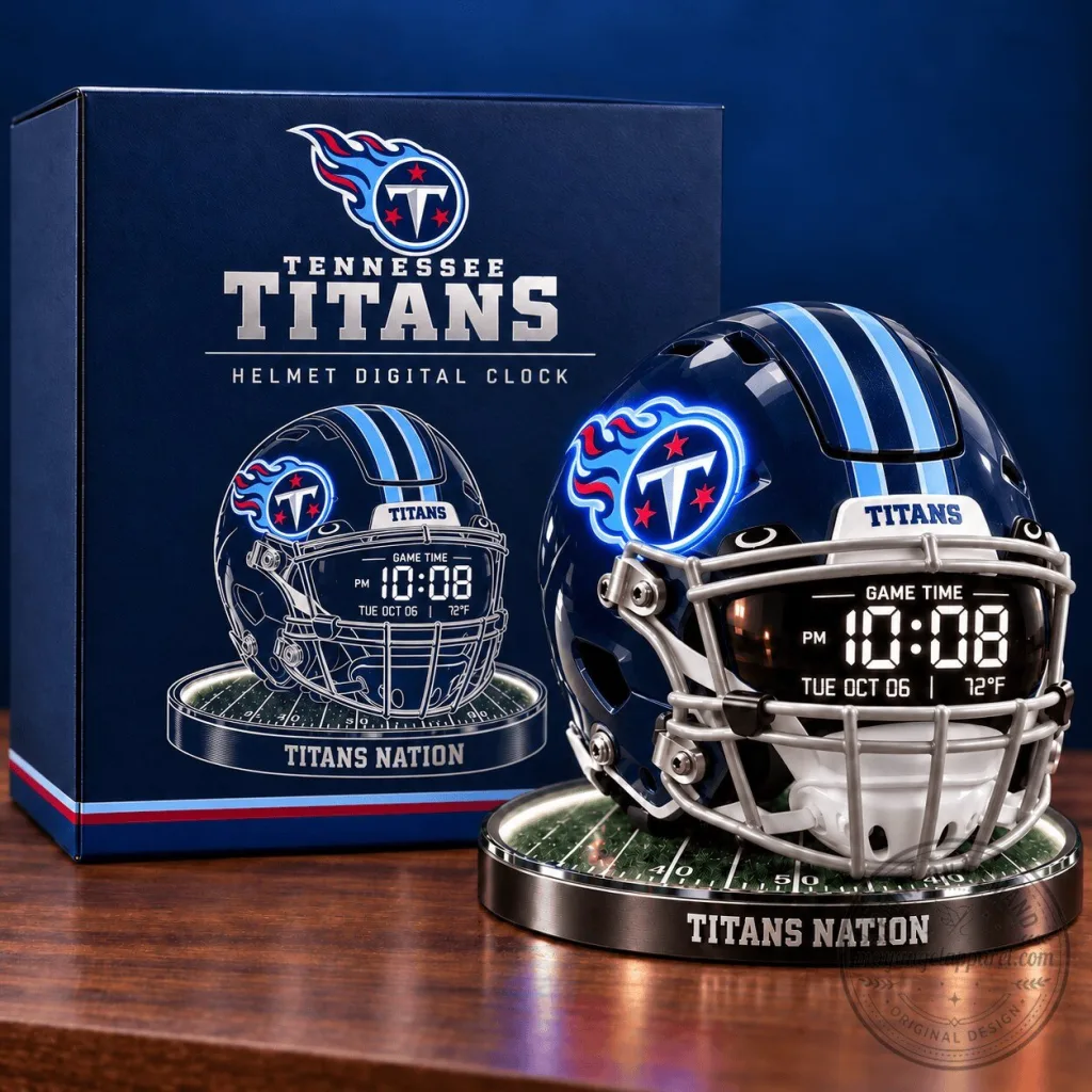 Tennessee Titans Football Helmet Digital Clock with Game Time and Temperature Tennessee Titans Football Helmet Digital Clock with Game Time and Temperature