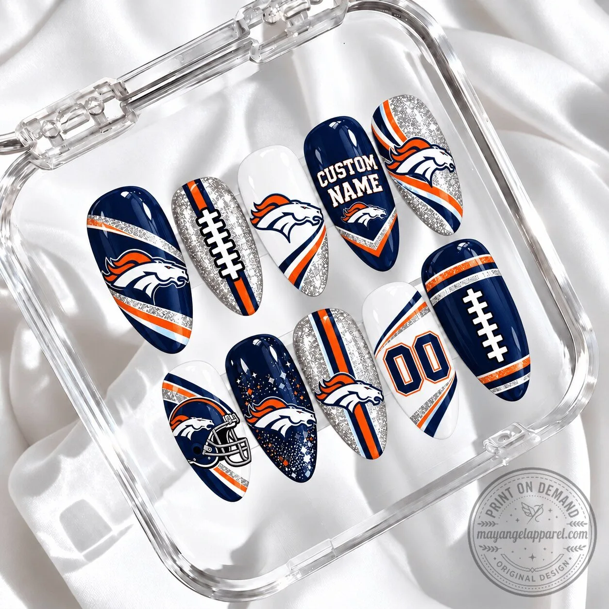 Denver Broncos Football Team Custom Press On Nails
