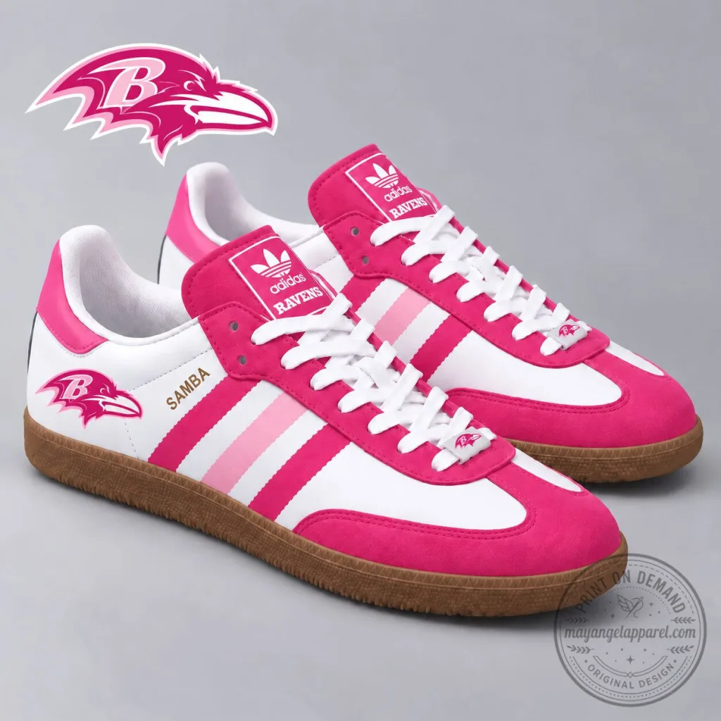 Baltimore Ravens Pink Breast Cancer Awareness Samba Shoes Baltimore Ravens Pink Breast Cancer Awareness Samba Shoes