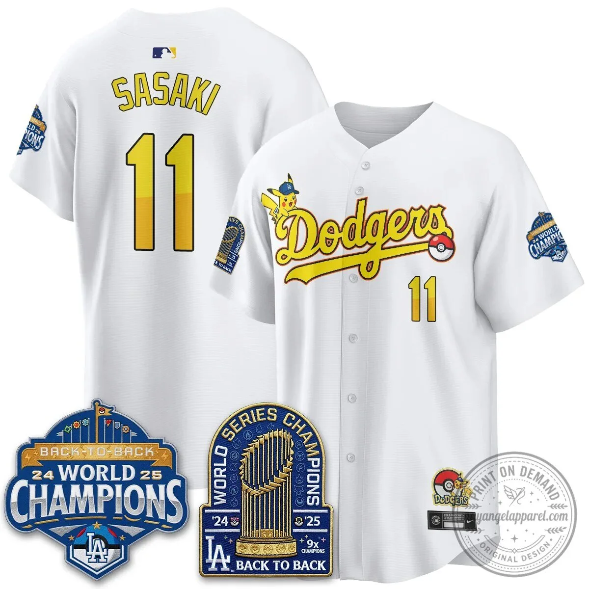 Los Angeles Dodgers Shohei Ohtani Pikachu Baseball Jersey 45 Los Angeles Dodgers Shohei Ohtani Pikachu Baseball Jersey