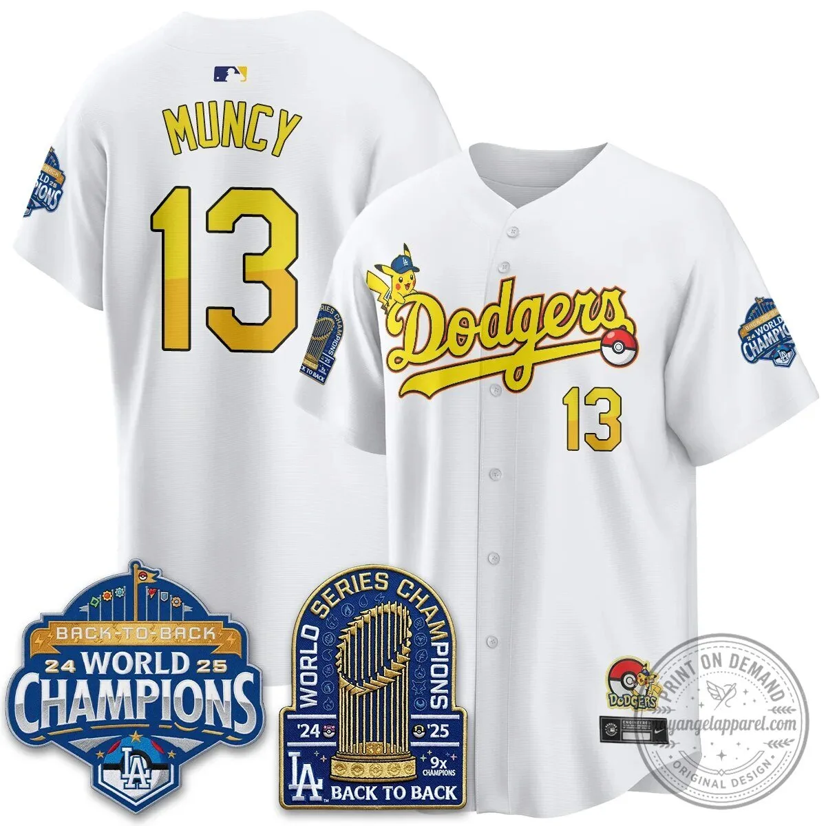 Los Angeles Dodgers Shohei Ohtani Pikachu Baseball Jersey 46 Los Angeles Dodgers Shohei Ohtani Pikachu Baseball Jersey