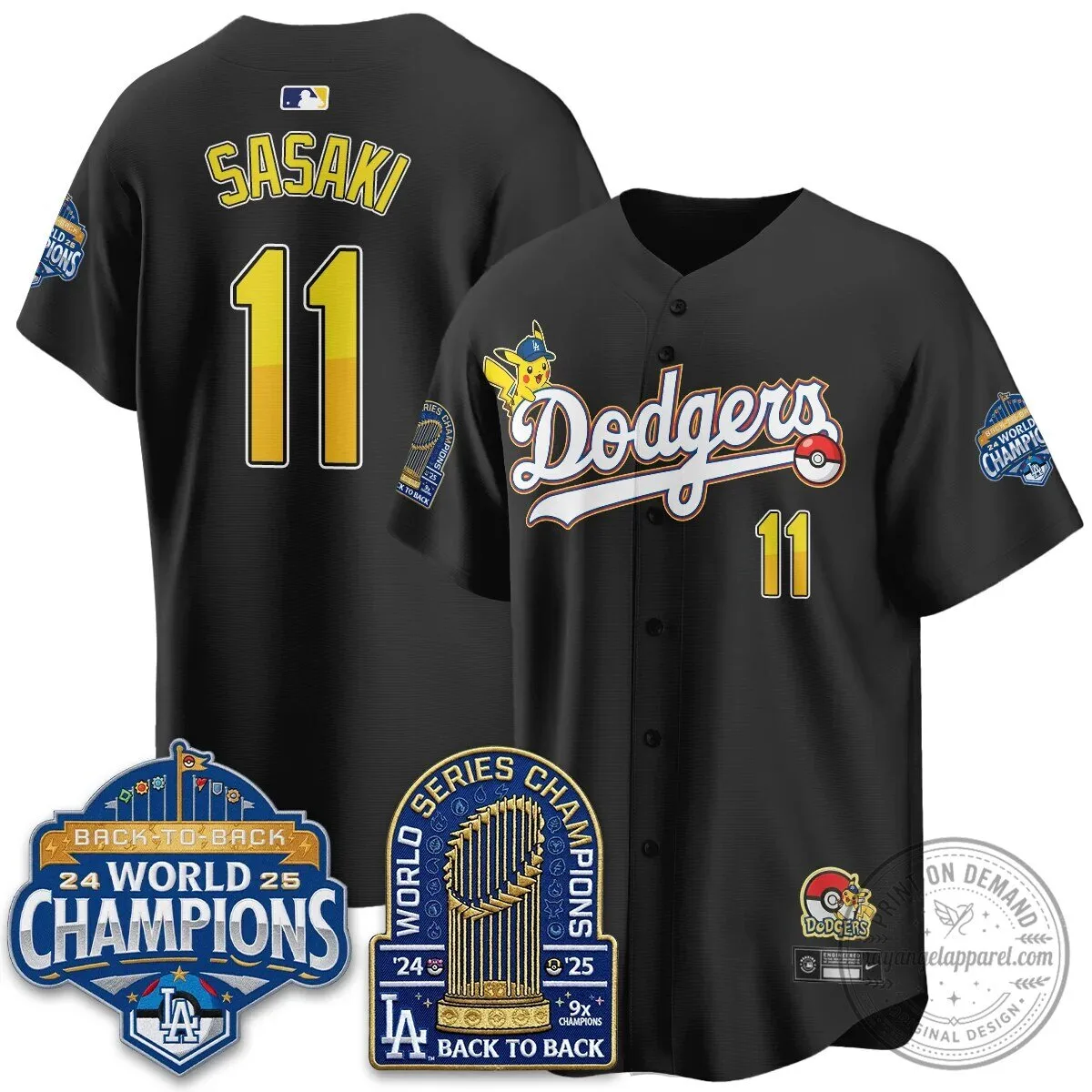 Los Angeles Dodgers Shohei Ohtani Pikachu Baseball Jersey 55 Los Angeles Dodgers Shohei Ohtani Pikachu Baseball Jersey