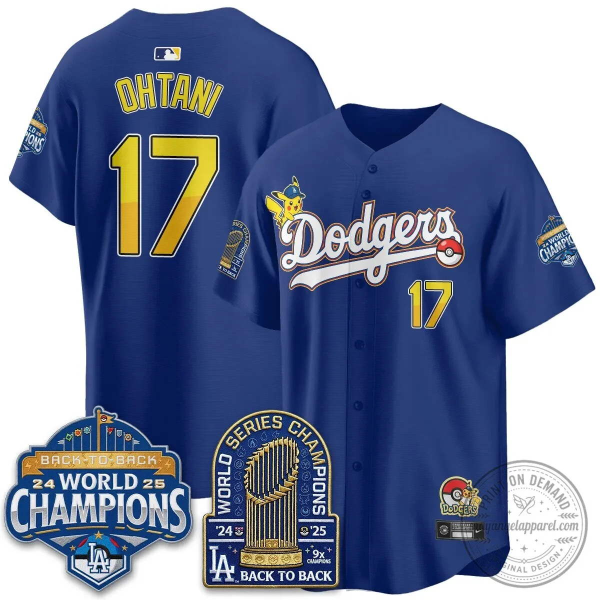 Los Angeles Dodgers Shohei Ohtani Pikachu Baseball Jersey 60 Los Angeles Dodgers Shohei Ohtani Pikachu Baseball Jersey