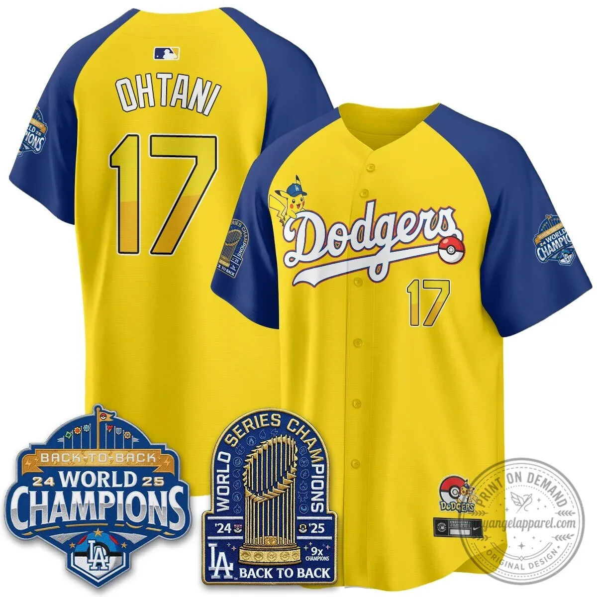 Los Angeles Dodgers Shohei Ohtani Pikachu Baseball Jersey 70 Los Angeles Dodgers Shohei Ohtani Pikachu Baseball Jersey