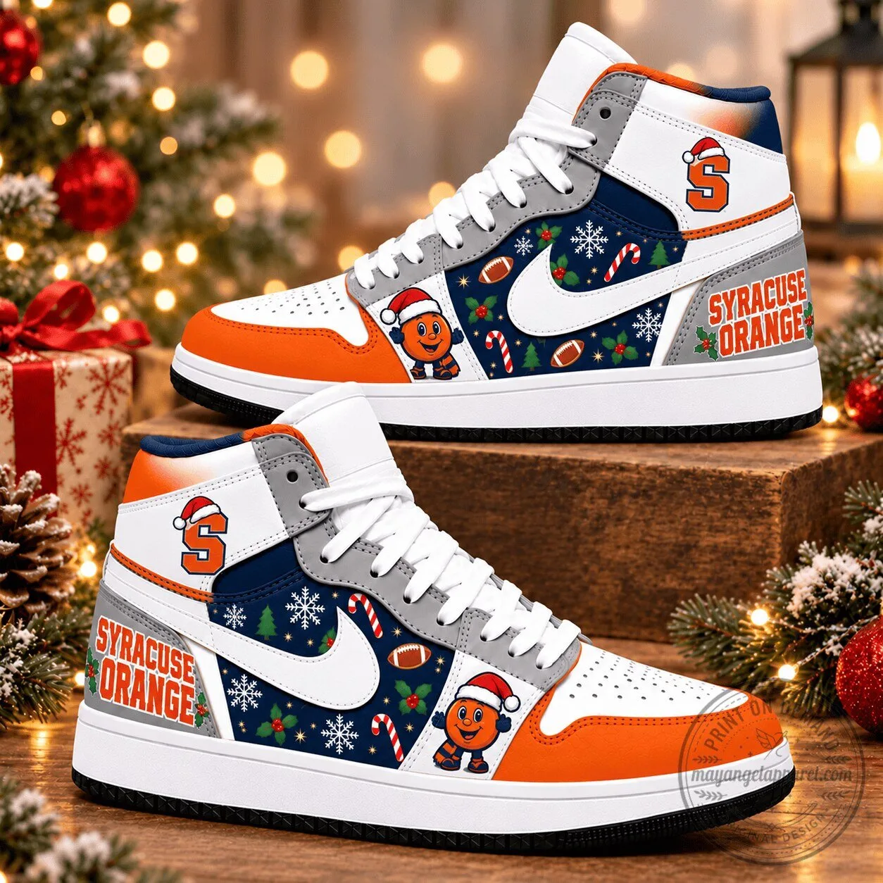 Syracuse Orange Football Christmas Holiday High Top Sneakers Shoes