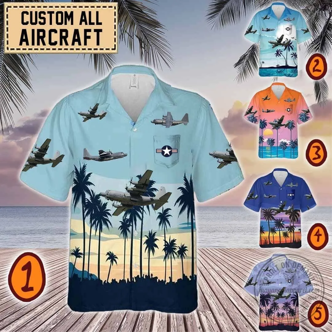 MC-130 Combat Talon II Aircraft Palm Tree Hawaiian Shirt
