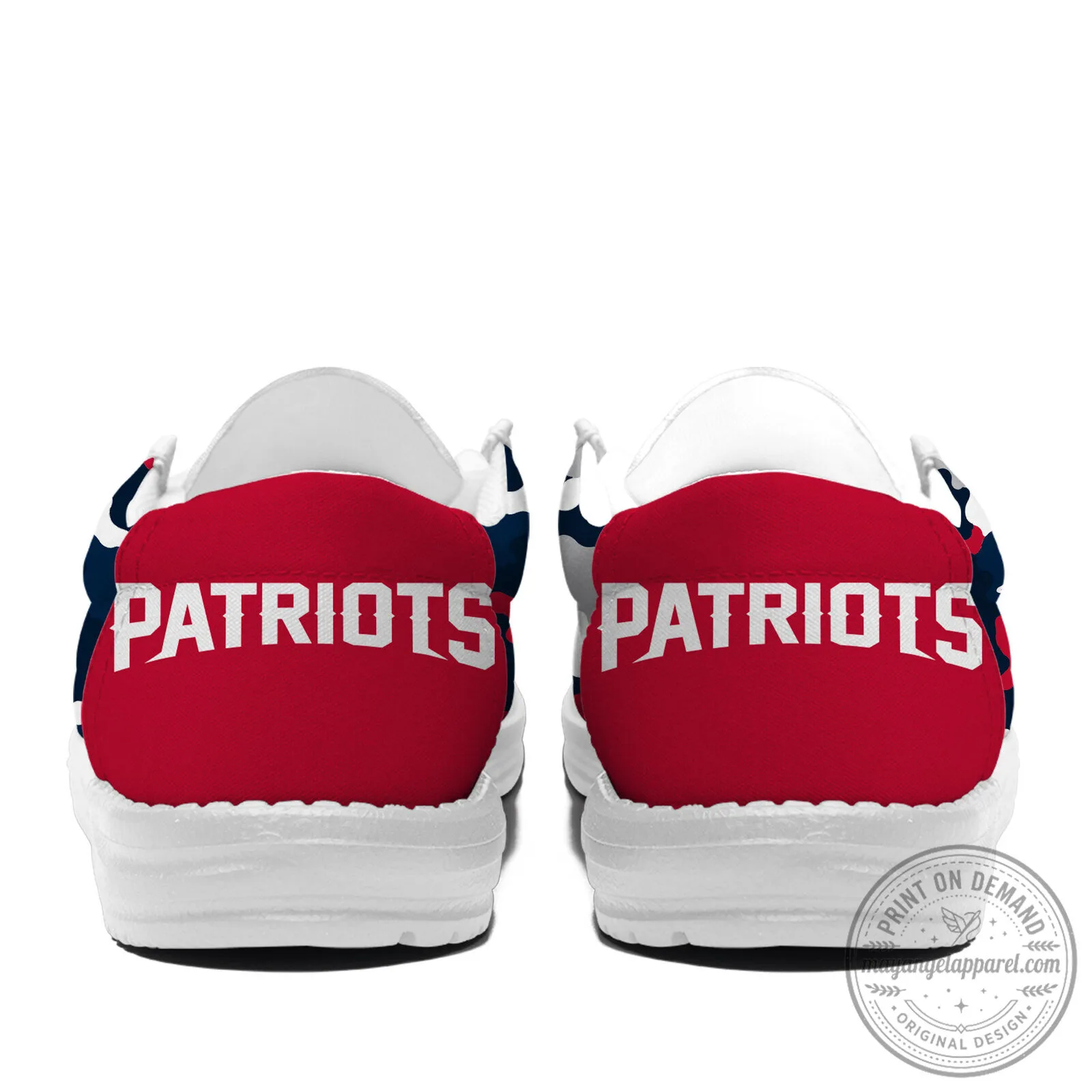 New England Patriots NFL Team Logo Red White and Blue Slip-On Shoes