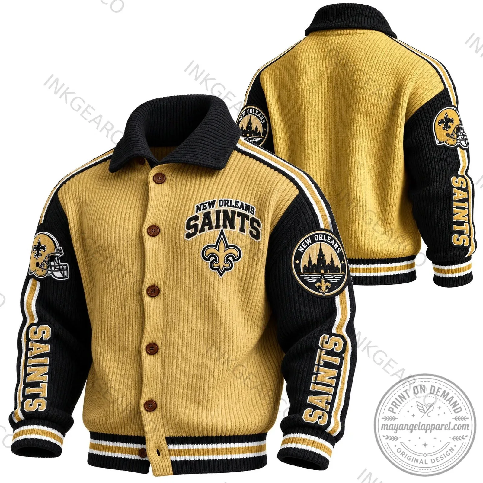New Orleans Saints NFL Football Team Knit Varsity Jacket