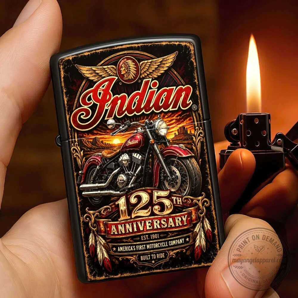 Indian Motorcycle 125th Anniversary Collectible Zippo Lighter with Vintage Design
