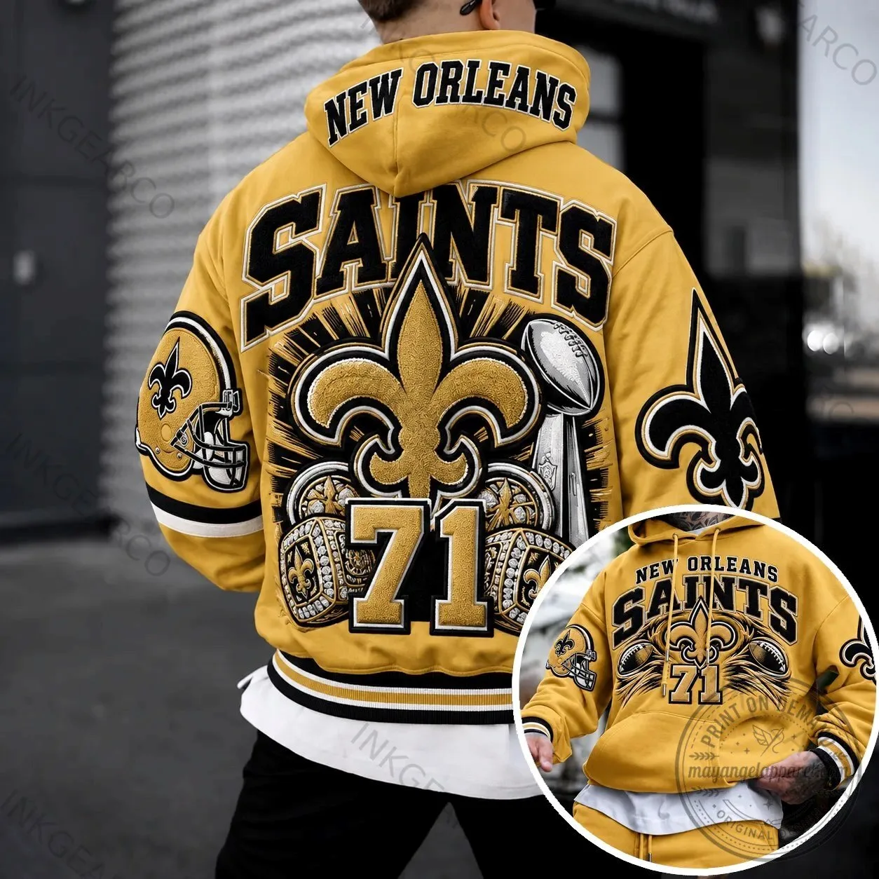 Gold Hoodie Celebrating New Orleans Saints Super Bowl Championship