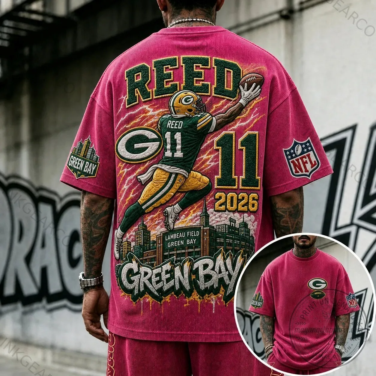 Green Bay Packers Aaron Reed Lambeau Field Football T-Shirt