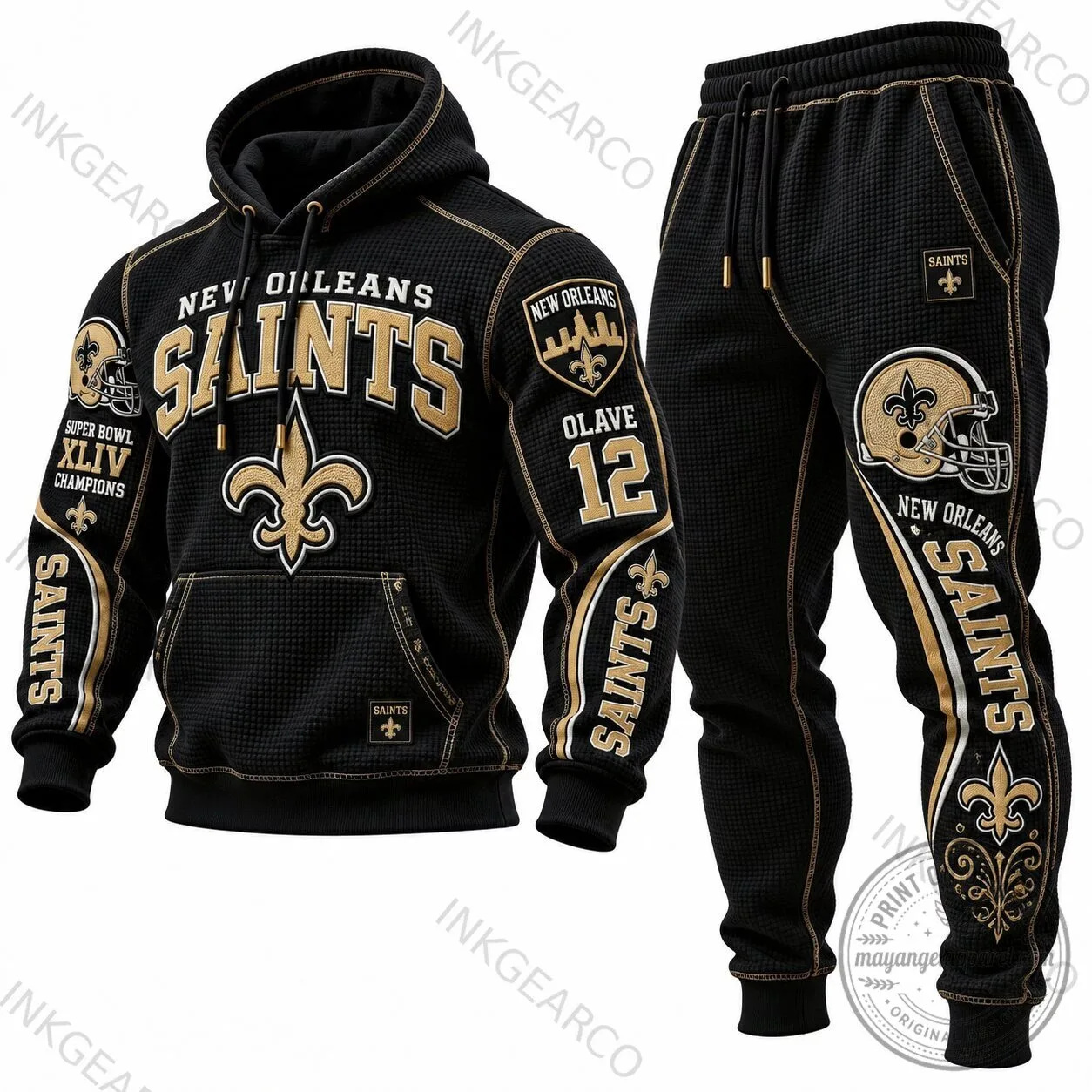 New Orleans Saints Super Bowl XLIV Champions Waffle-Knit Hoodie