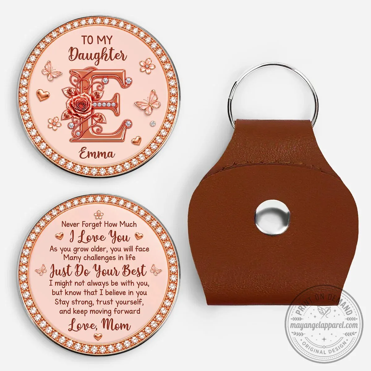 Personalized Daughter Pocket Hug Token with Custom Initial and Name from Mom