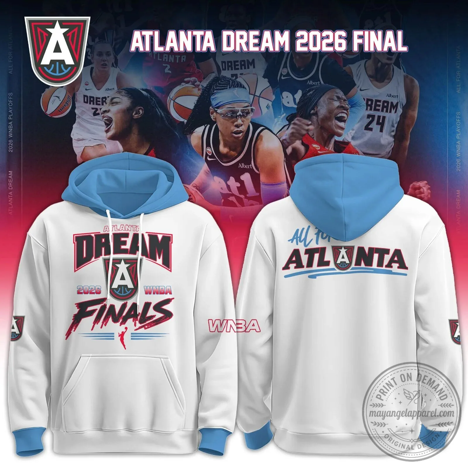 Atlanta Dream 2026 WNBA Finals White and Blue Hoodie