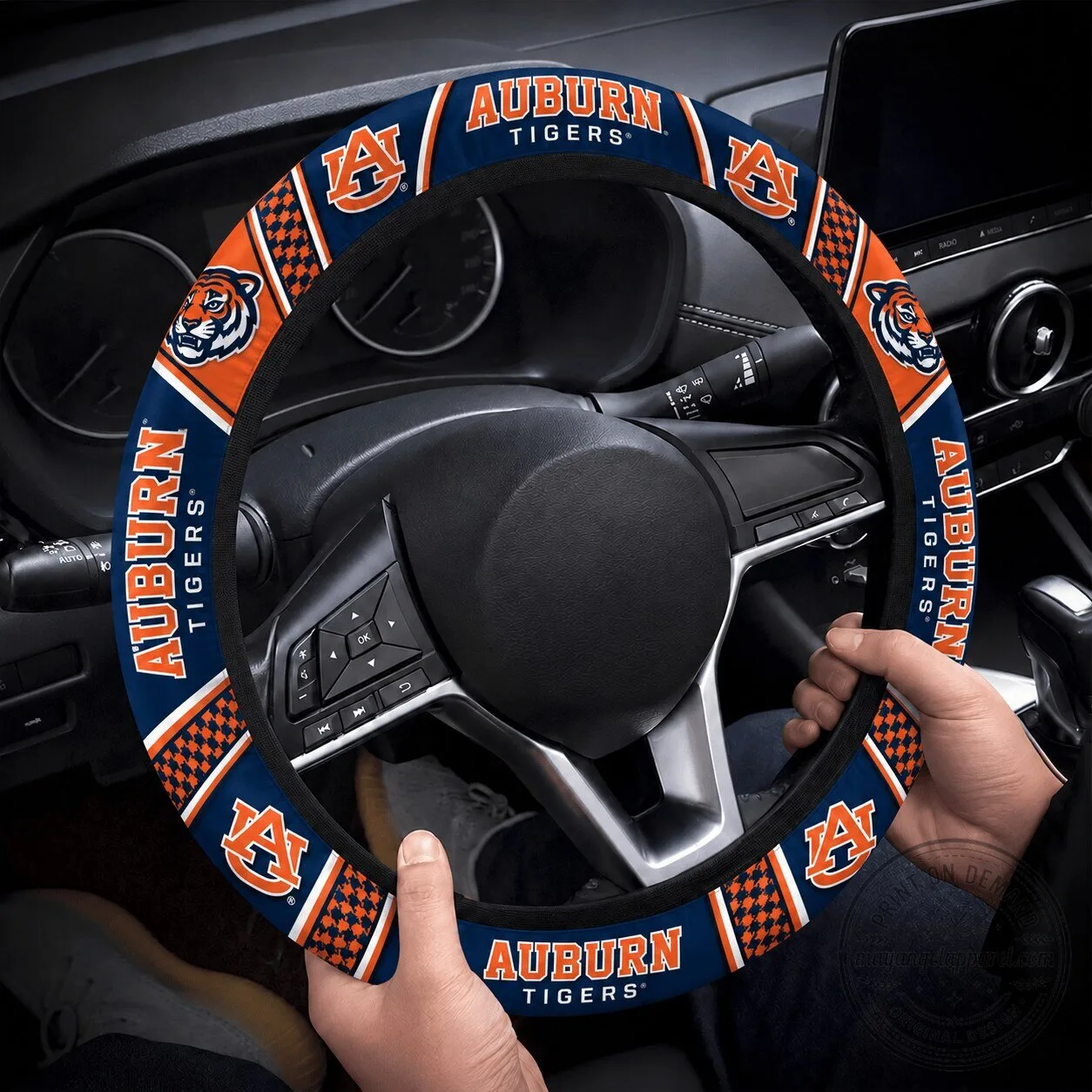 Auburn Tigers College Football Team Logo Pattern Car Steering Wheel Cover