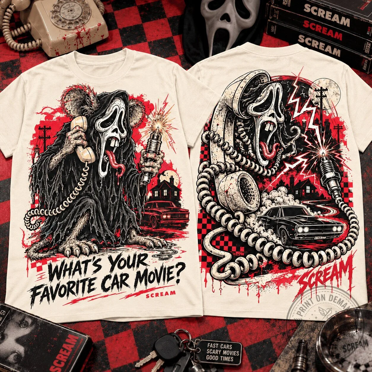 Scream Ghostface Rat Fink What's Your Favorite Car Movie Horror T-Shirt