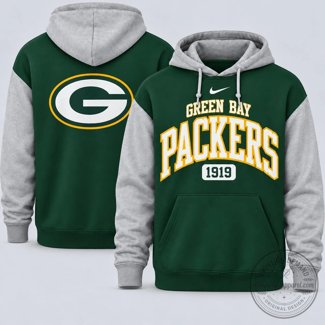 Green Bay Packers Established 1919 NFL Team Spirit Two-Tone Hoodie
