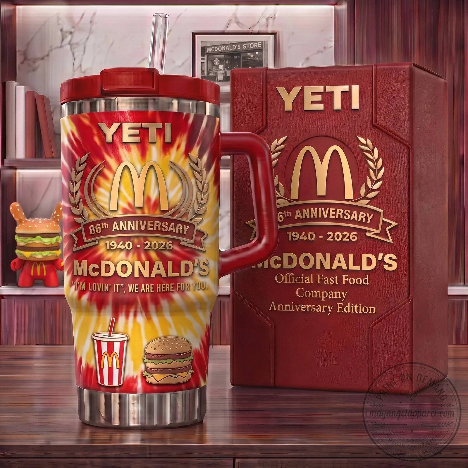 McDonald's 86th Anniversary Tie-Dye Yeti Tumbler with Handle