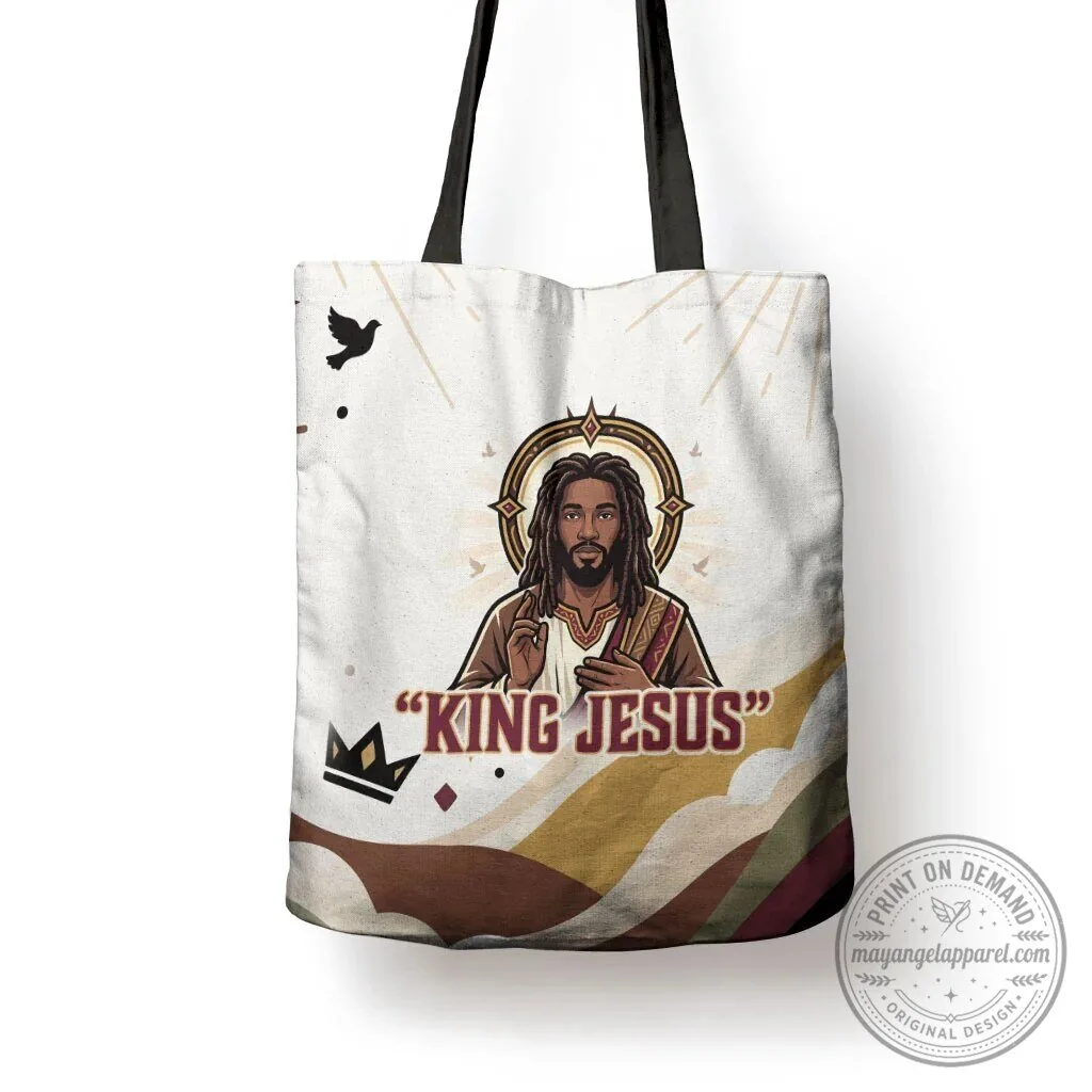 King Jesus African American Christ Religious Faith Tote Bag