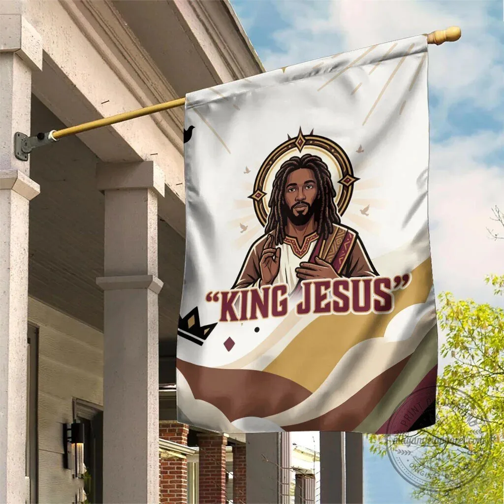 King Jesus African American Christ Religious Christian Faith Holy Cross Dove Garden Flag