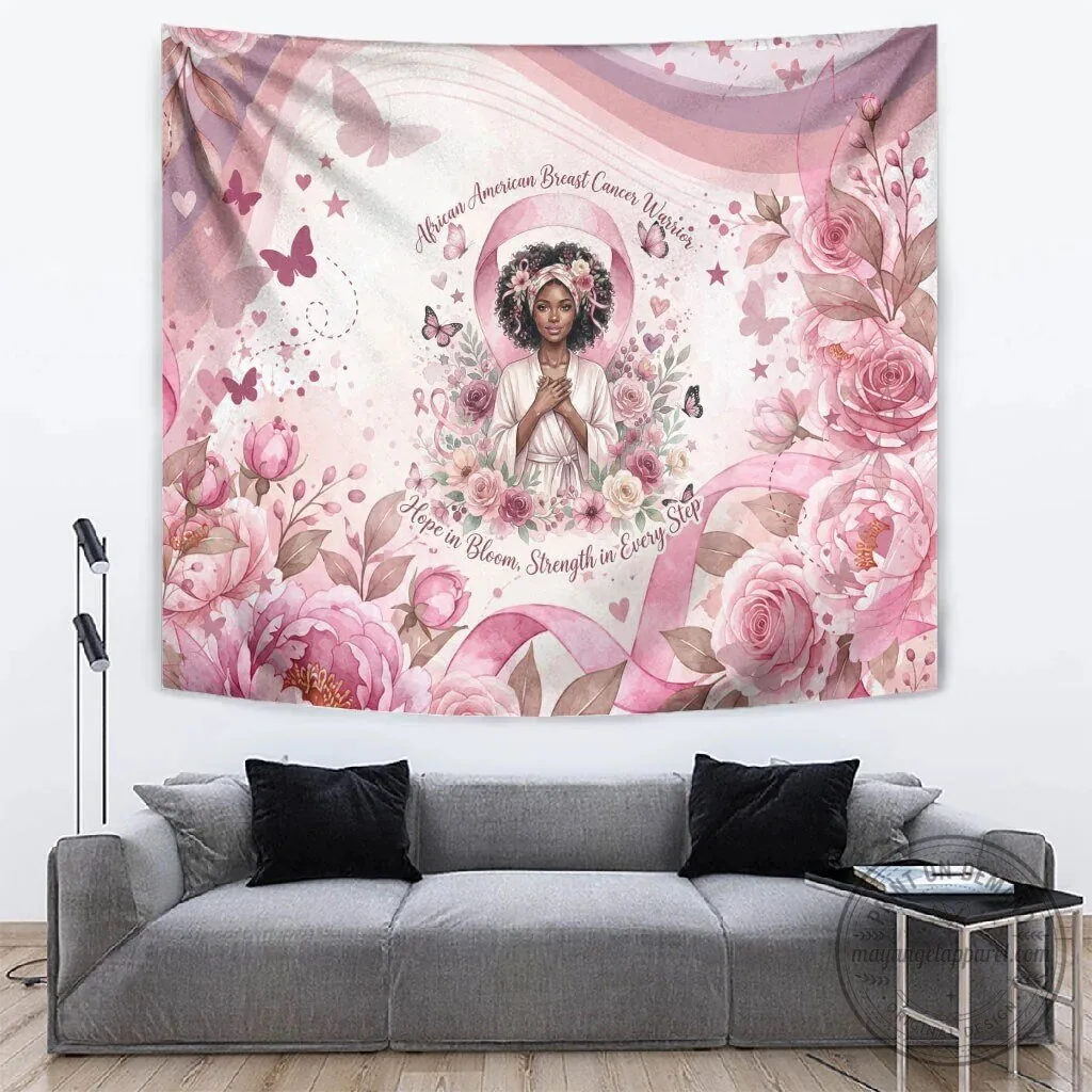 African American Breast Cancer Warrior Hope in Bloom Pink Ribbon Tapestry