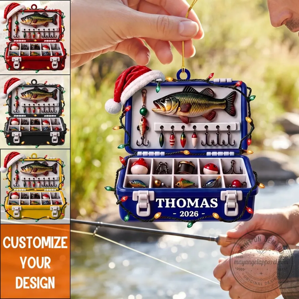 Personalized Fishing Tackle Box Christmas Ornament for Anglers Personalized Fishing Tackle Box Christmas Ornament for Anglers