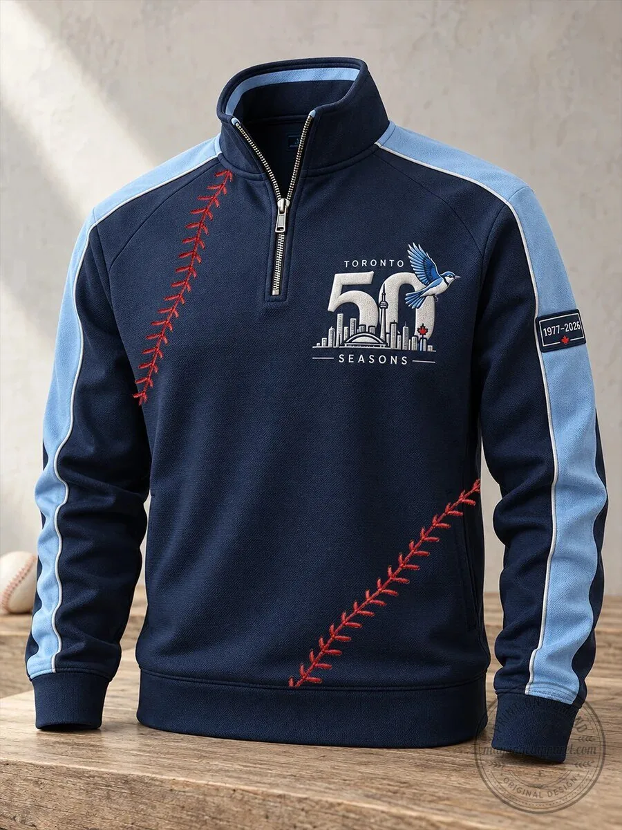 Toronto Blue Jays 50 Seasons Baseball Quarter-Zip Pullover Sweatshirt