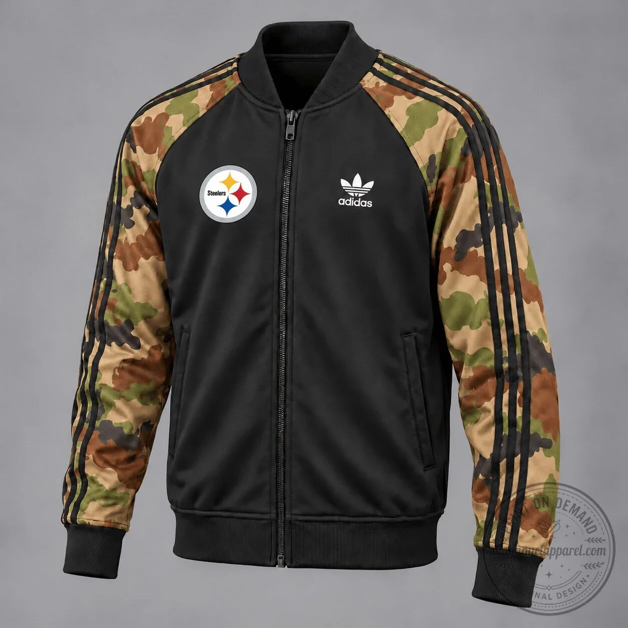 Pittsburgh Steelers Adidas Camouflage Full-Zip Bomber Jacket