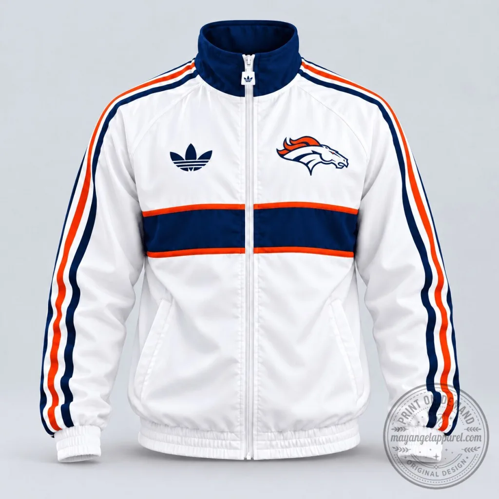 Denver Broncos NFL Vintage Heritage Triple Stripe Full-Zip Track Jacket Denver Broncos NFL Vintage Heritage Triple Stripe Full-Zip Track Jacket