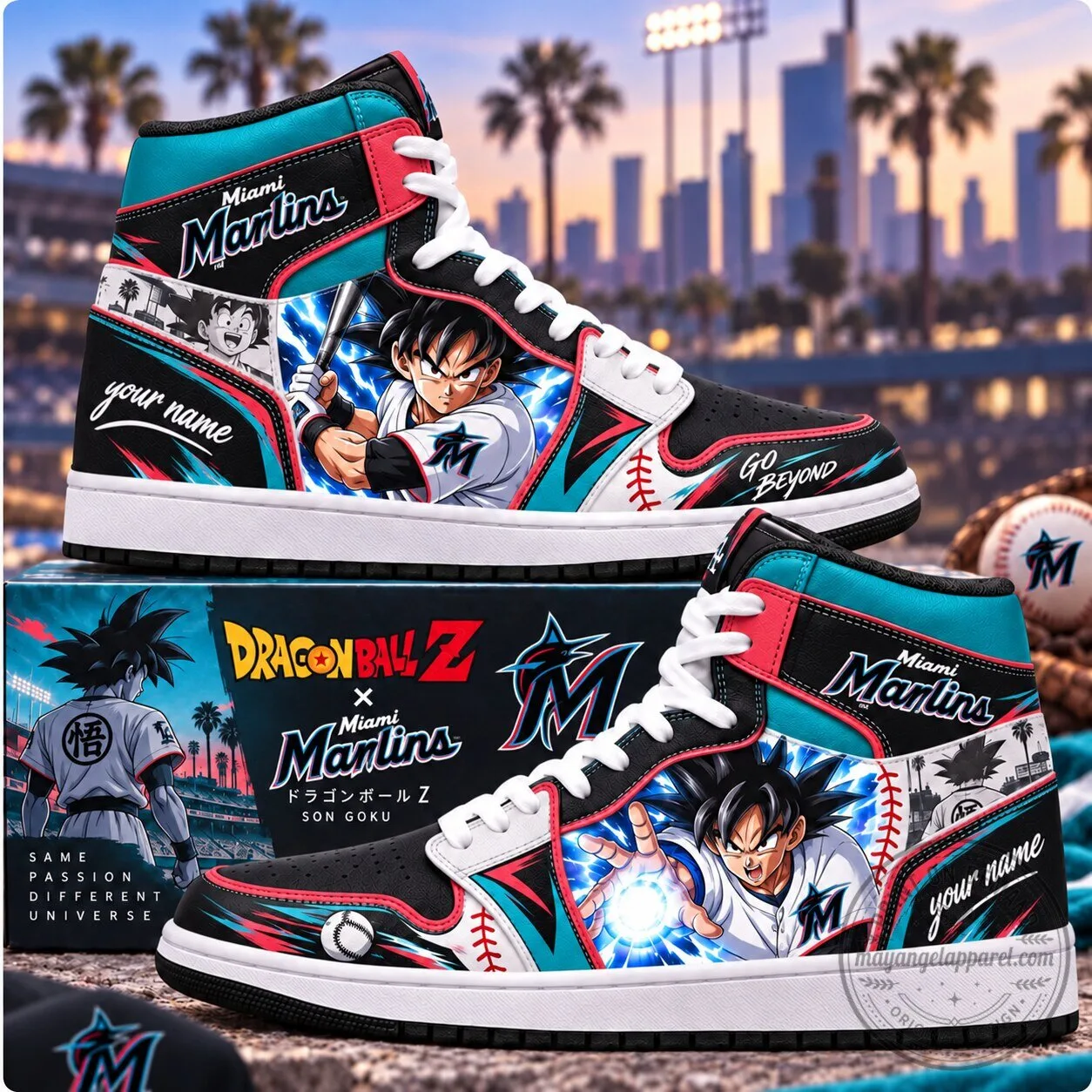 Miami Marlins MLB Baseball Son Goku Dragon Ball Z High Top Shoes