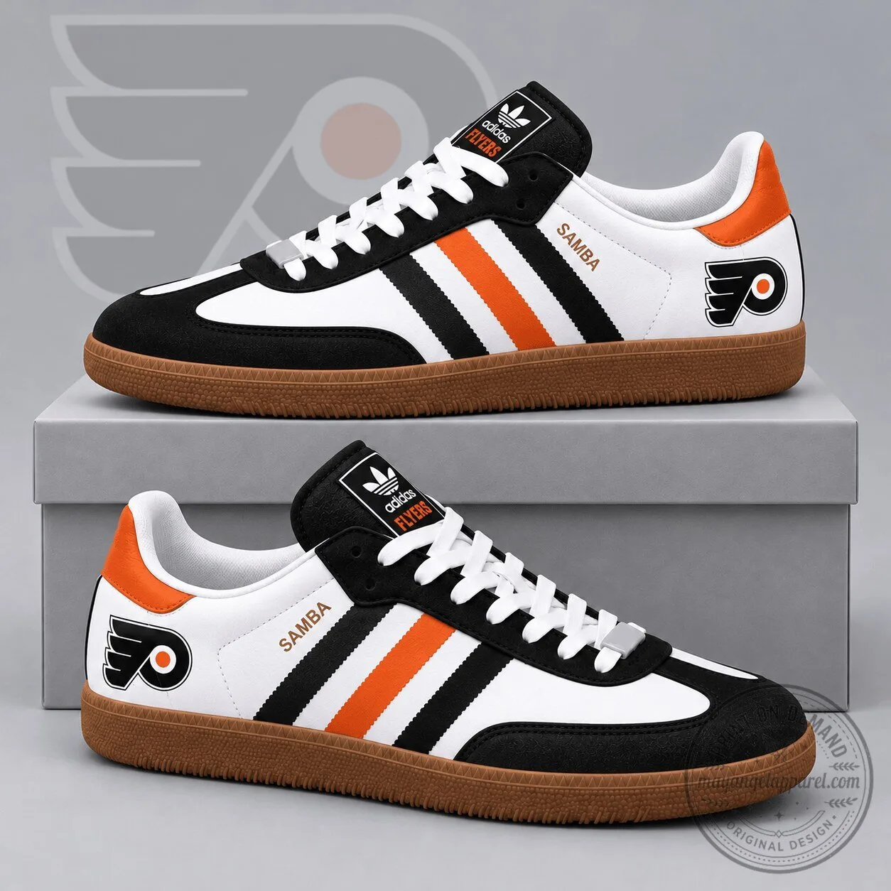 Philadelphia Flyers National Hockey League Team Logo White and Black Samba Shoes