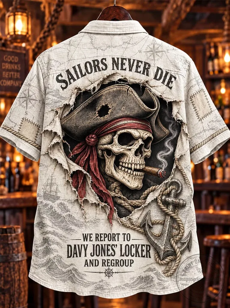Sailors Never Die Pirate Skull Davy Jones Locker Hawaiian Shirt 39 Sailors Never Die Pirate Skull Davy Jones Locker Hawaiian Shirt