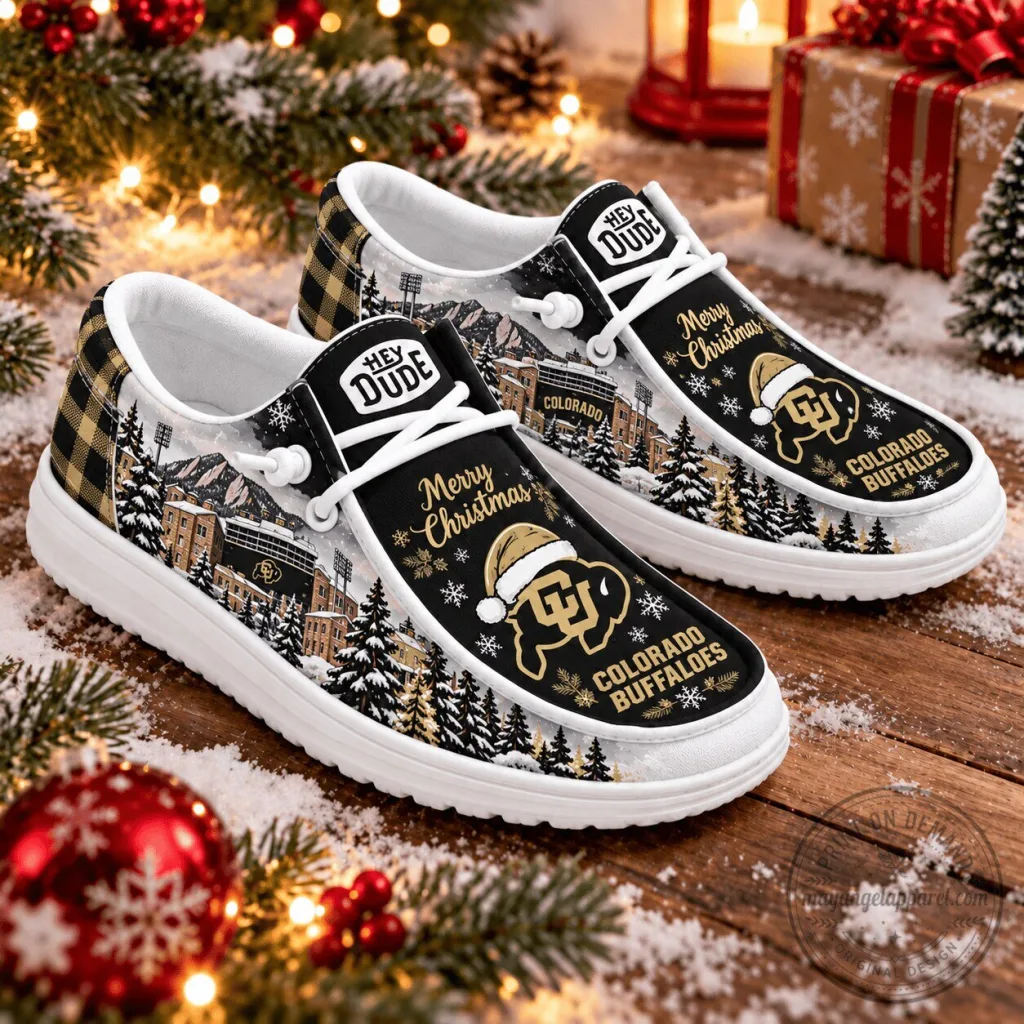 Colorado Buffaloes Christmas Winter Landscape Hey Dude Shoes Colorado Buffaloes Christmas Winter Landscape Hey Dude Shoes