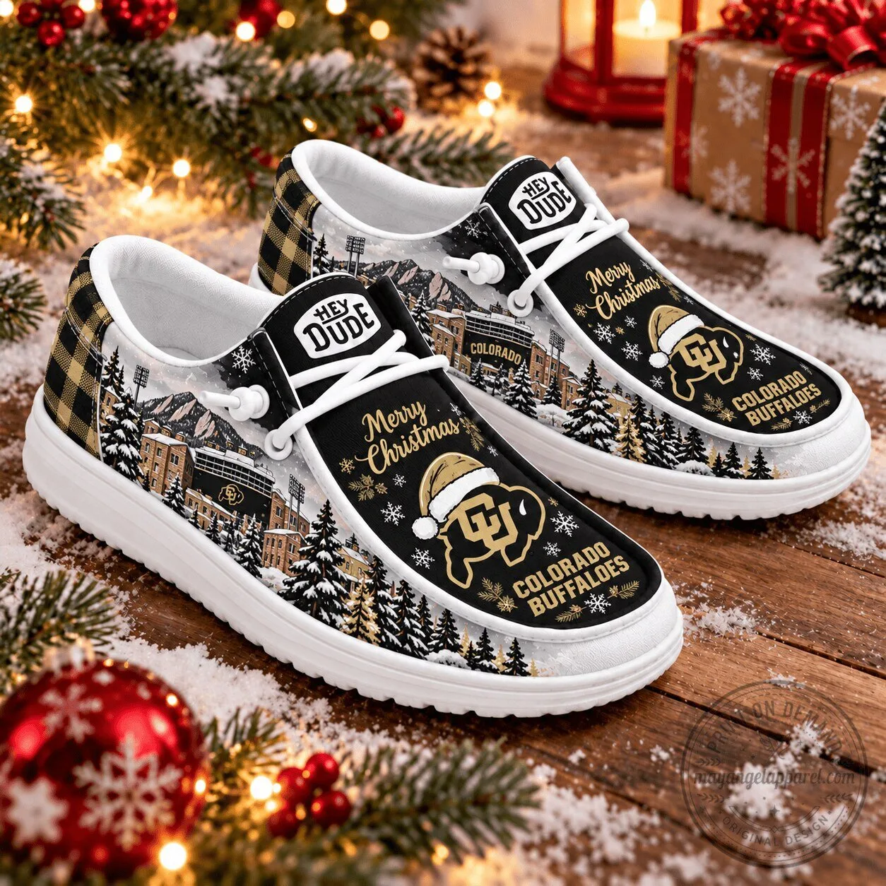 Colorado Buffaloes Christmas Winter Landscape Hey Dude Shoes