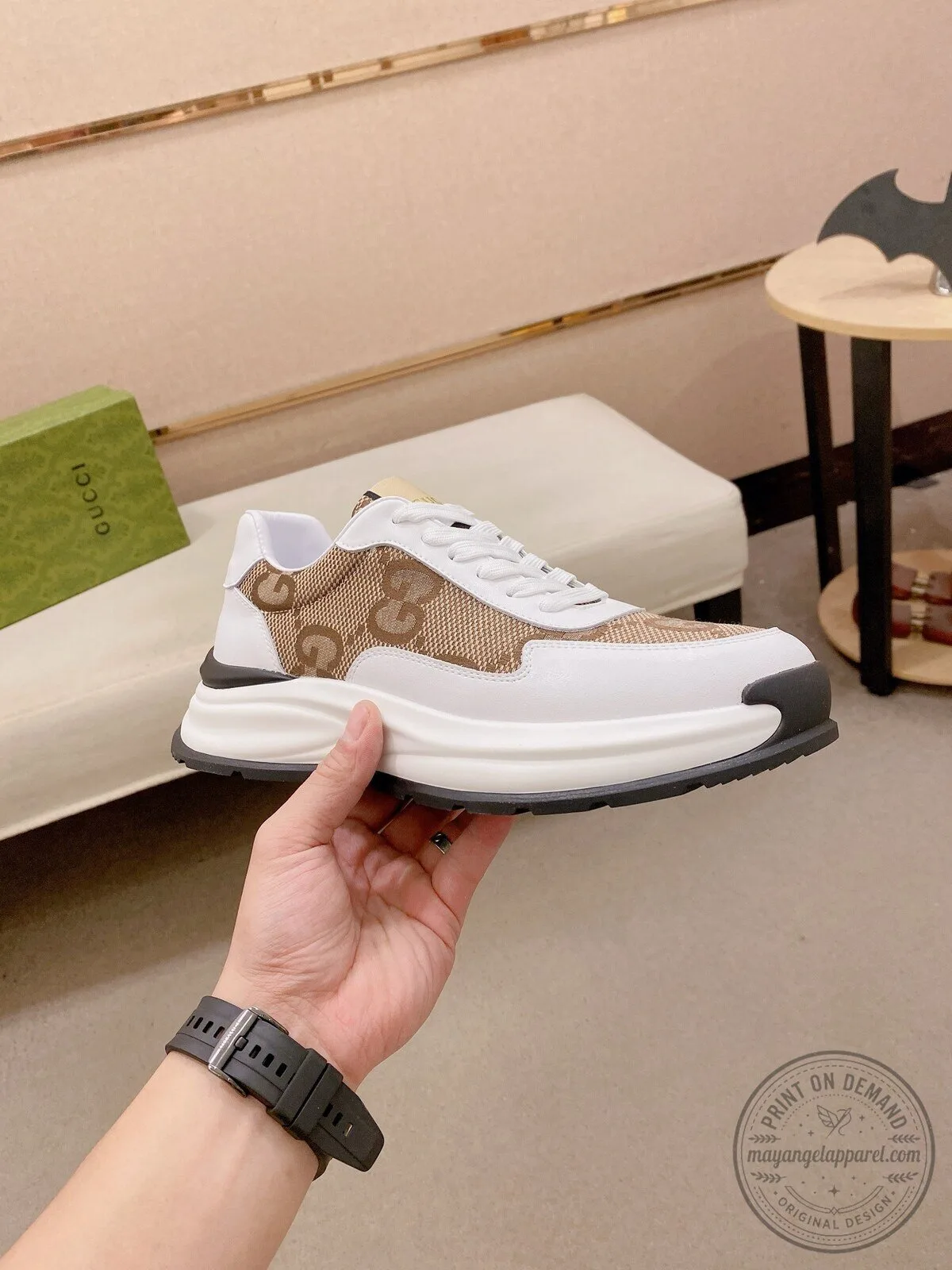 Gucci Monogram Pattern White and Brown Fashion Sneakers for Men and Women 6 Gucci Monogram Pattern White and Brown Fashion Sneakers for Men and Women