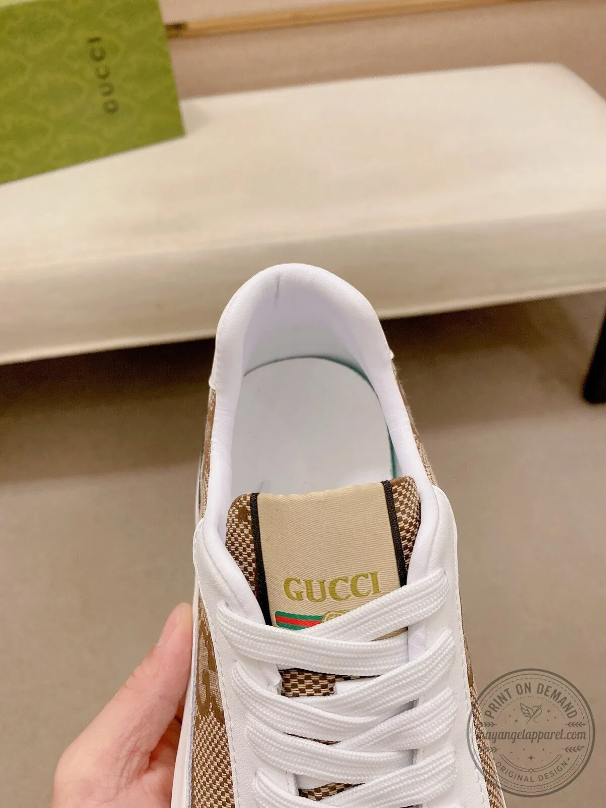 Gucci Monogram Pattern White and Brown Fashion Sneakers for Men and Women 8 Gucci Monogram Pattern White and Brown Fashion Sneakers for Men and Women