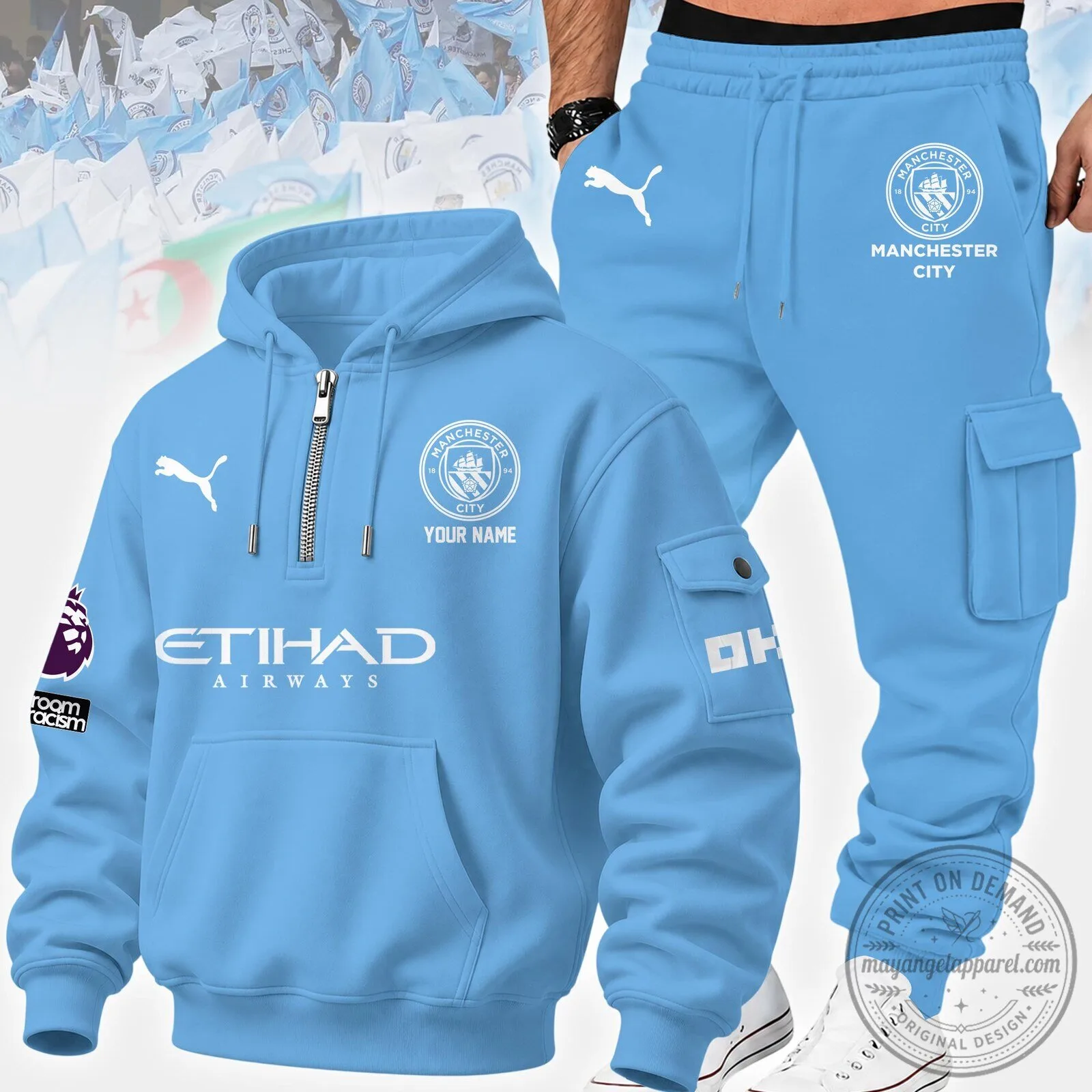 Manchester City Football Club Sky Blue Quarter-Zip Hoodie