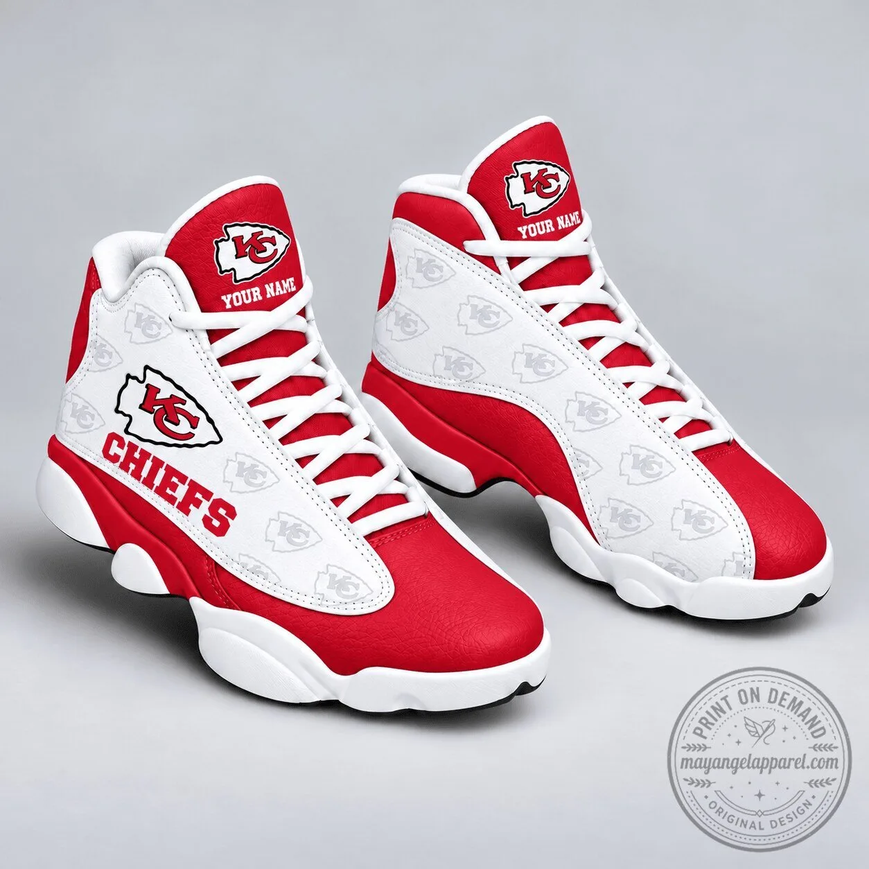 Kansas City Chiefs Personalized Football Fan High Top Sneakers