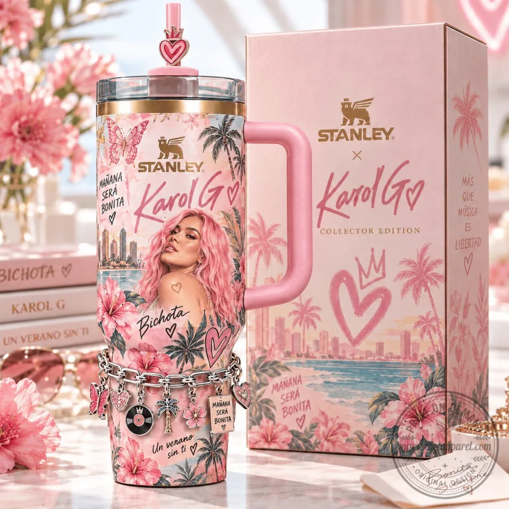 Karol G Mañana Será Bonita Album Art Pink Stanley Tumbler Karol G Mañana Será Bonita Album Art Pink Stanley Tumbler