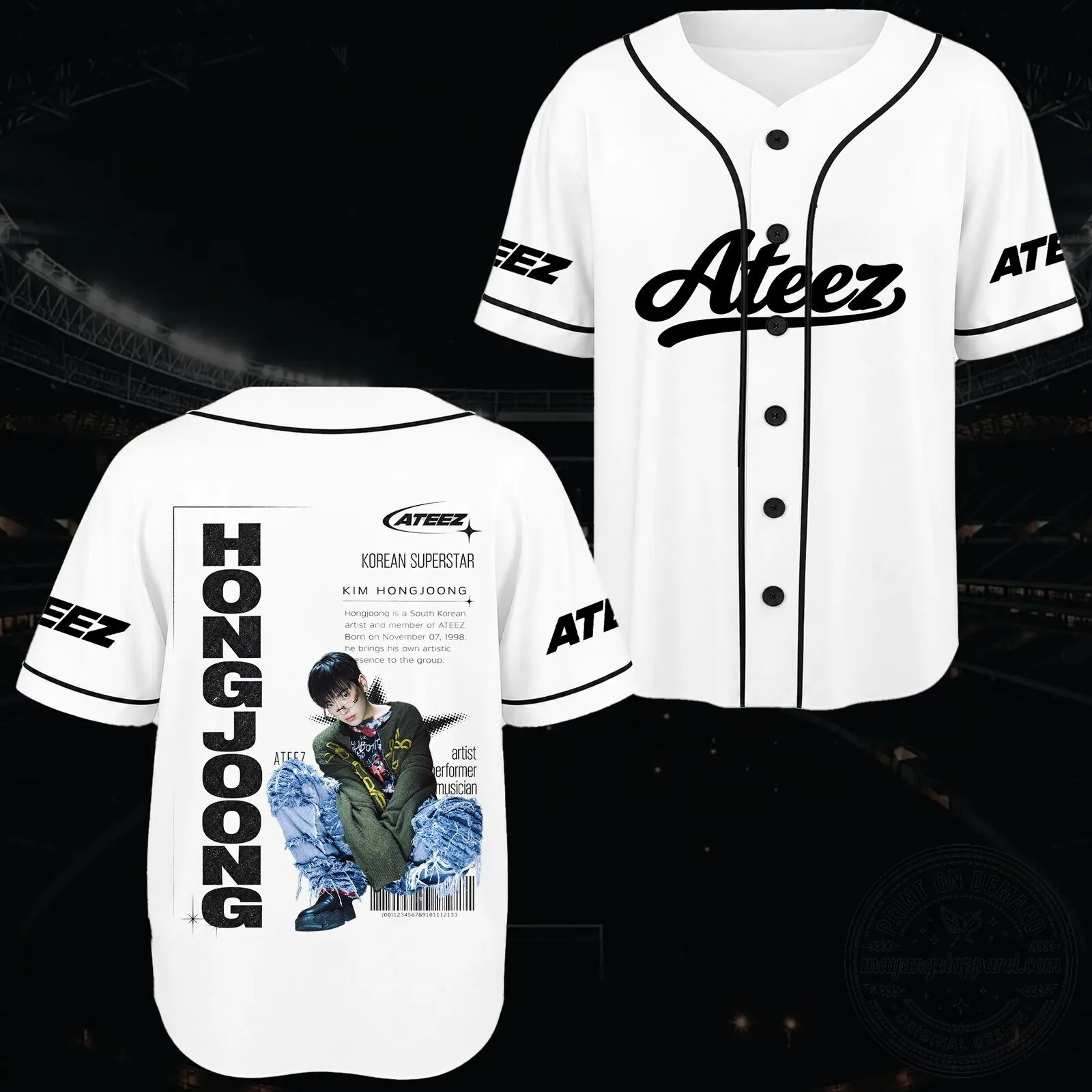 Ateez Zero To All World Tour Golden Hour Series Baseball Jersey
