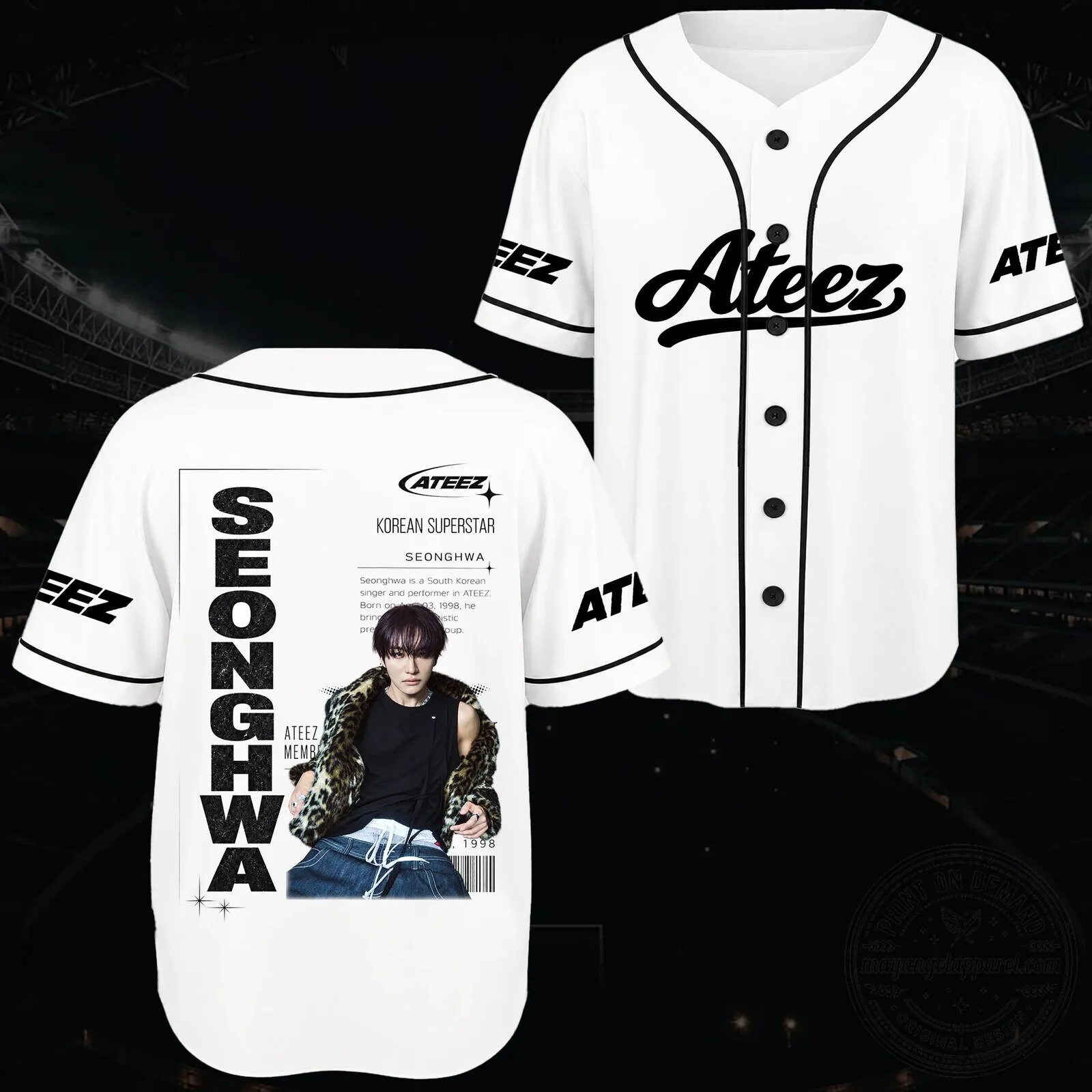 Ateez Zero To All World Tour Golden Hour Series Baseball Jersey 9 Ateez Zero To All World Tour Golden Hour Series Baseball Jersey