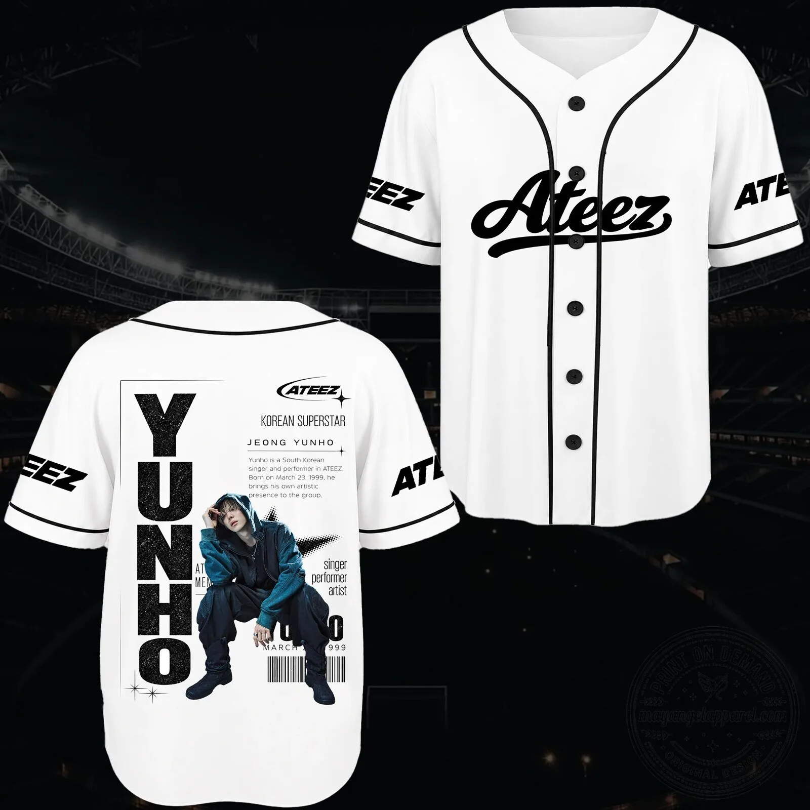 Ateez Zero To All World Tour Golden Hour Series Baseball Jersey 10 Ateez Zero To All World Tour Golden Hour Series Baseball Jersey