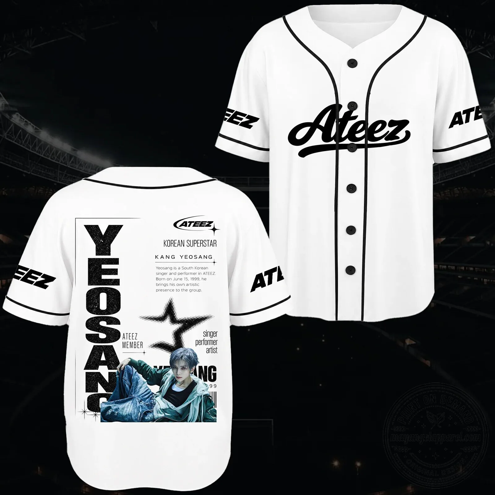 Ateez Zero To All World Tour Golden Hour Series Baseball Jersey 11 Ateez Zero To All World Tour Golden Hour Series Baseball Jersey