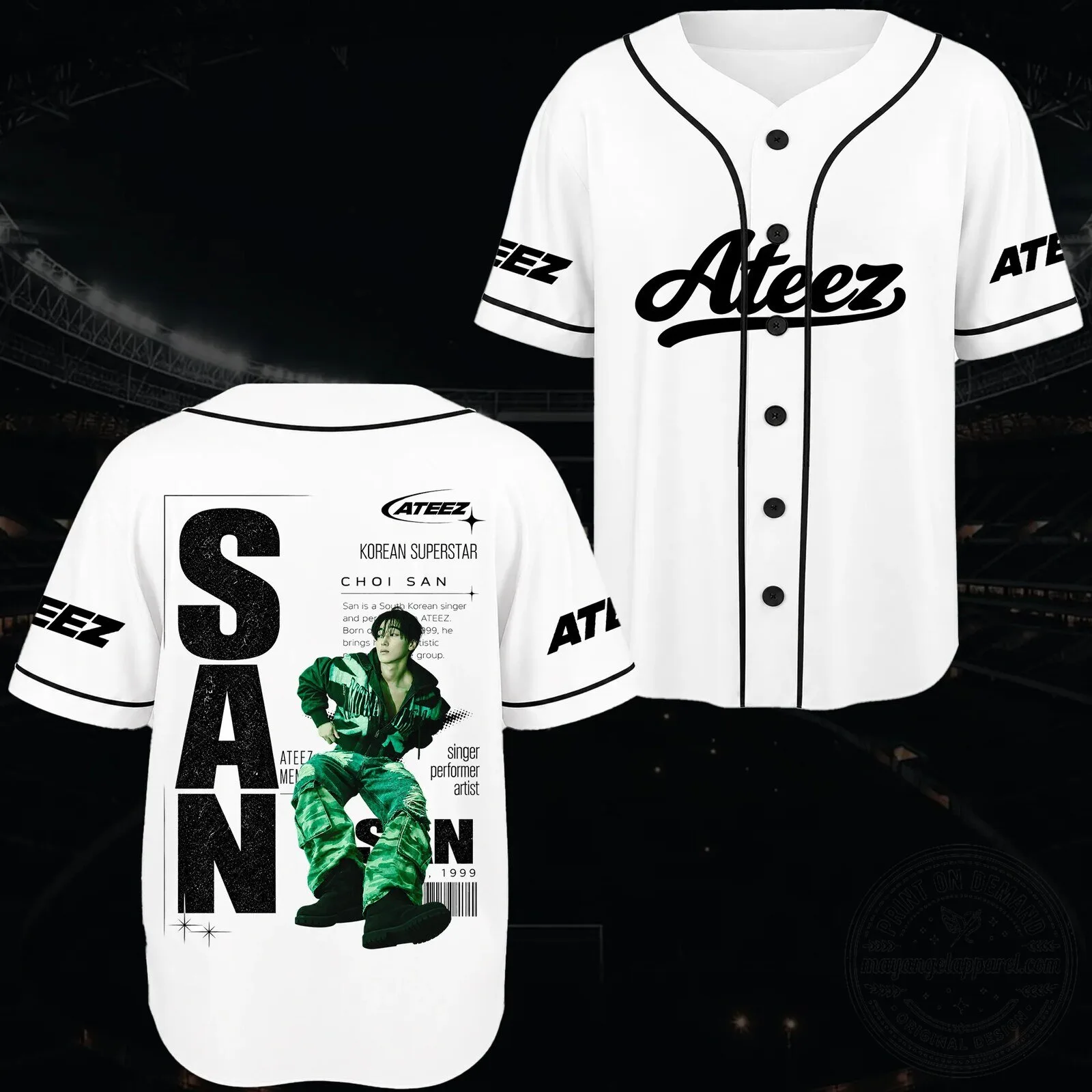 Ateez Zero To All World Tour Golden Hour Series Baseball Jersey 12 Ateez Zero To All World Tour Golden Hour Series Baseball Jersey
