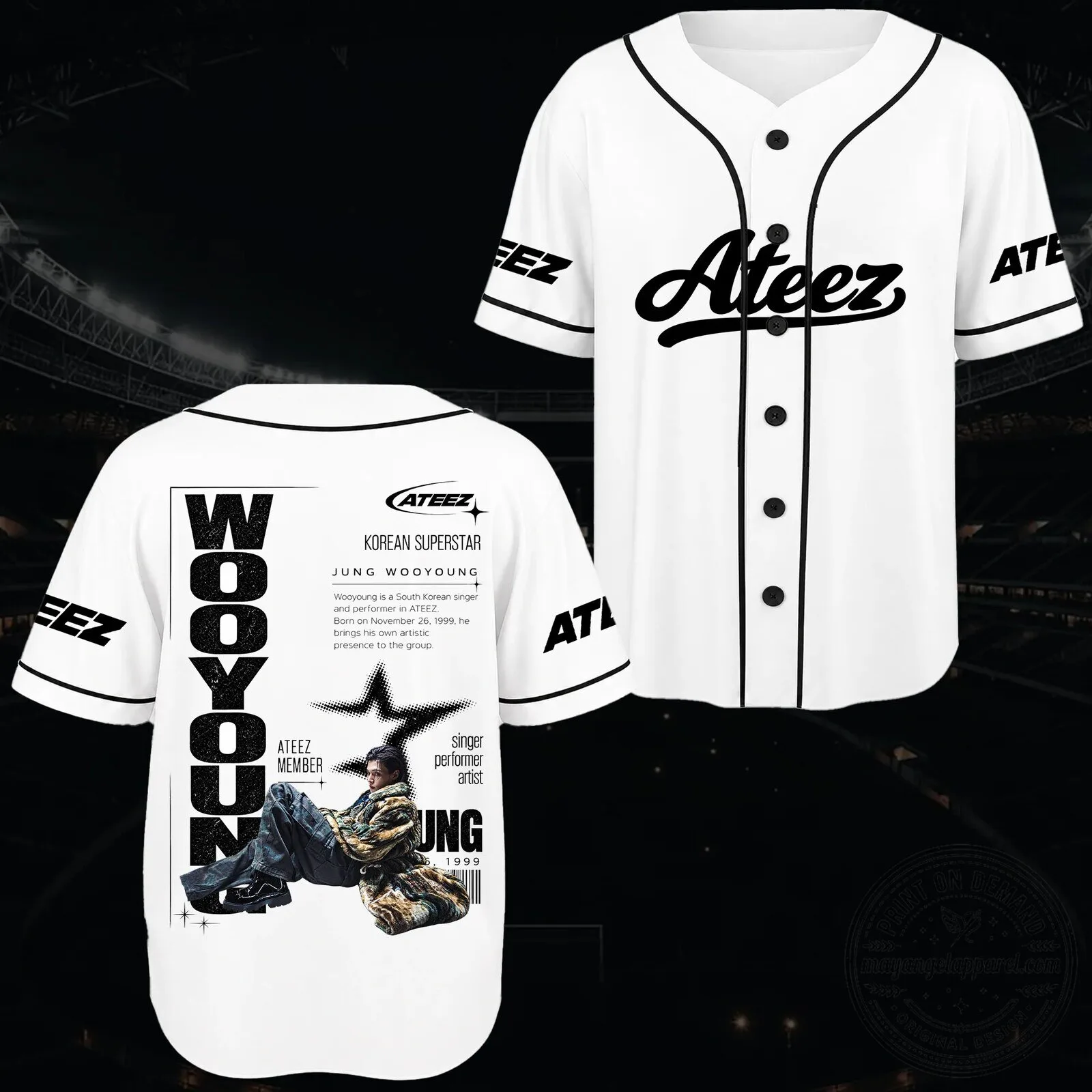 Ateez Zero To All World Tour Golden Hour Series Baseball Jersey 14 Ateez Zero To All World Tour Golden Hour Series Baseball Jersey